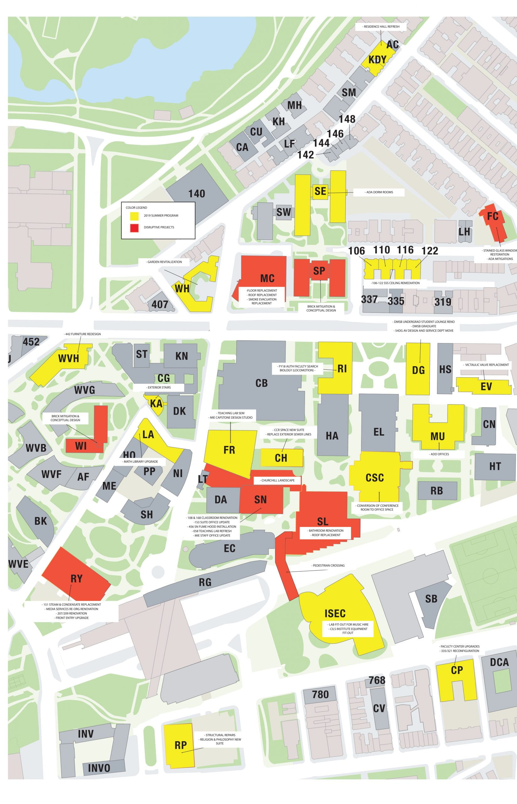 Map of Boston Campus 2019 Summer Projects